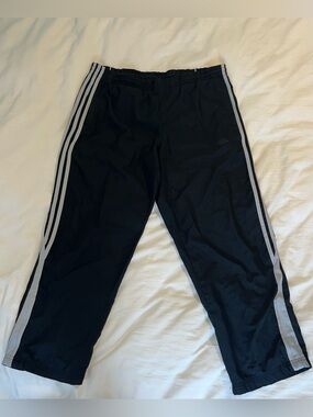 Adidas Black Sweatpants with Gray Side Stripes